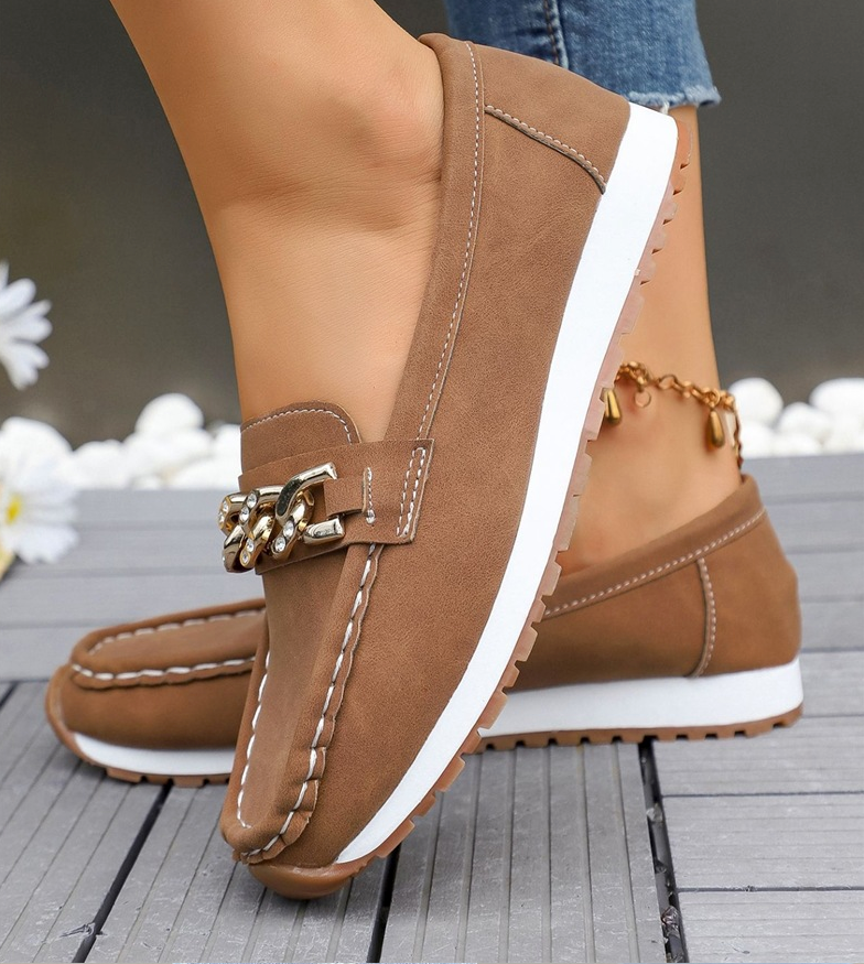 Elle - Diamond Buckle Loafers