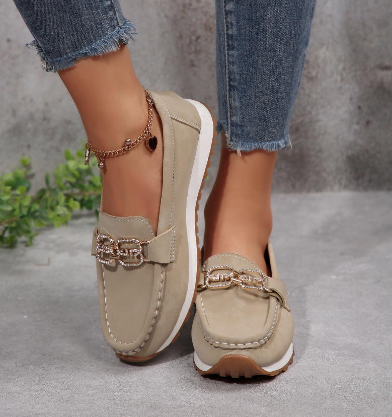 Emma - Chic Diamond Buckle Loafers