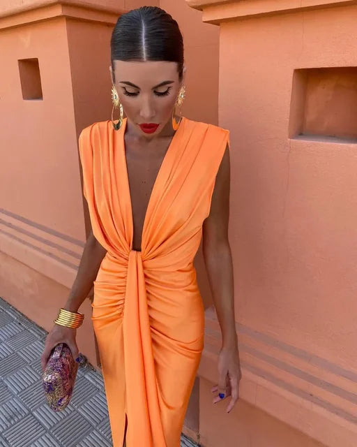 Crocetta™ | Elegant V-Neck Dress