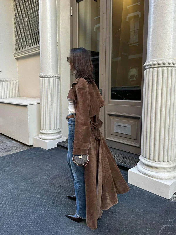 Suzanne | Classic Suede Trench Coat