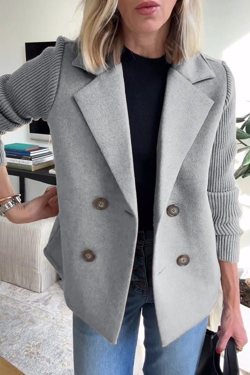 Amora | Elegant Knit-Sleeve Jacket