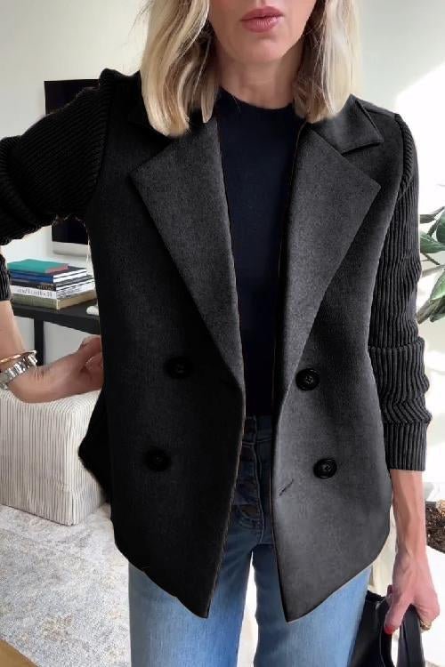 Amora | Elegant Knit-Sleeve Jacket