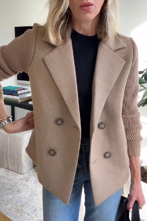 Amora | Elegant Knit-Sleeve Jacket
