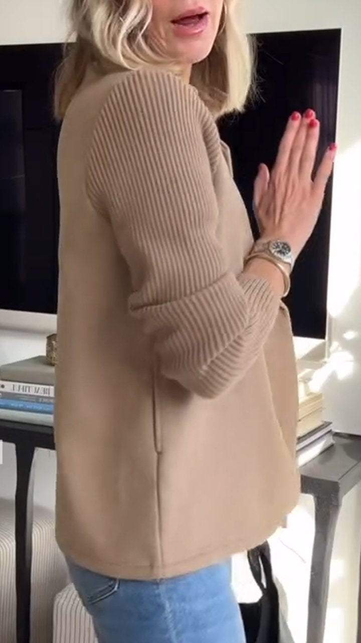 Amora | Elegant Knit-Sleeve Jacket