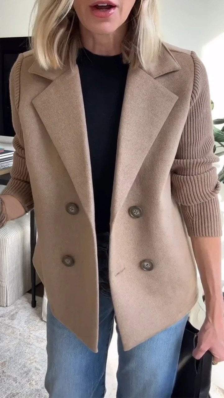Amora | Elegant Knit-Sleeve Jacket