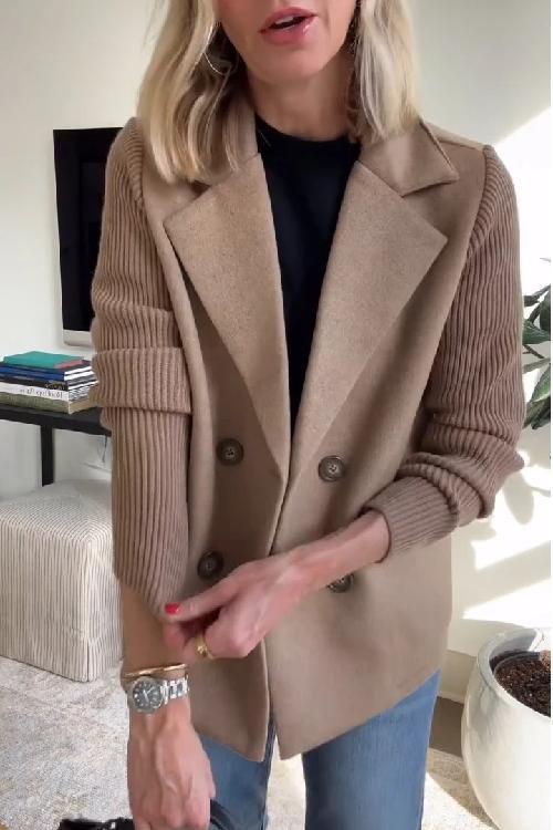 Amora | Elegant Knit-Sleeve Jacket