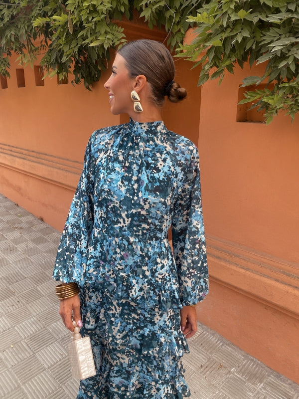 Isadora™ |  Blue Elegant Midi Dress