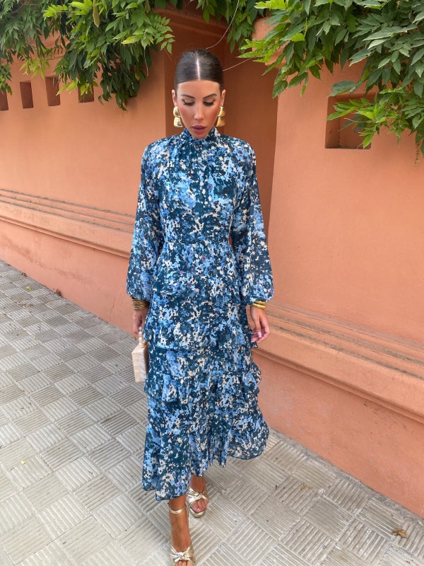 Isadora™ |  Blue Elegant Midi Dress